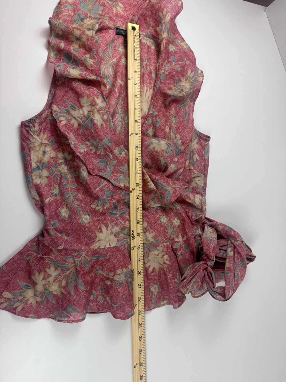 Vintage Lauren Ralph Lauren Floral Ruffle Wrap Tie Blouse XS - Picture 7 of 10